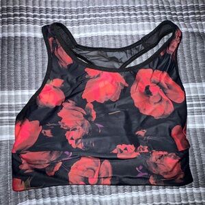 PINK Victoria's Secret Black and Red Floral Sports Bra
